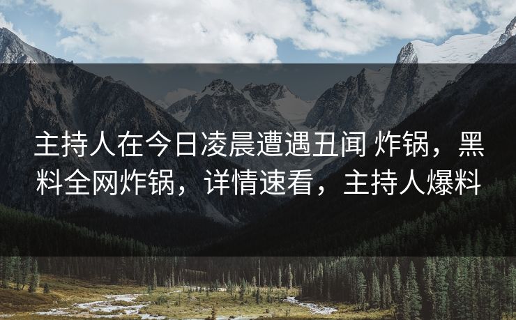 主持人在今日凌晨遭遇丑闻 炸锅，黑料全网炸锅，详情速看，主持人爆料
