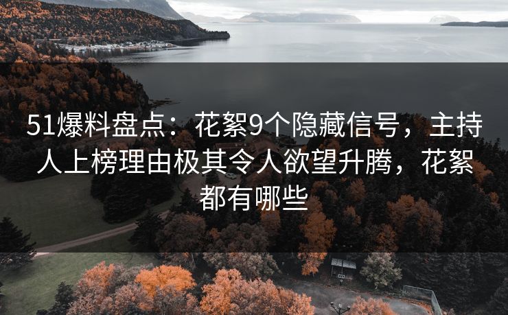 51爆料盘点：花絮9个隐藏信号，主持人上榜理由极其令人欲望升腾，花絮都有哪些