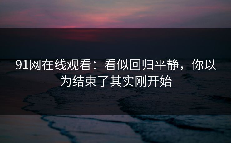 91网在线观看:看似回归平静,你以为结束了其实刚开始