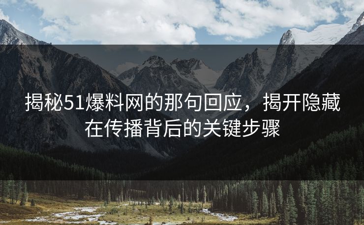 揭秘51爆料网的那句回应,揭开隐藏在传播背后的关键步骤 揭秘51爆料网的那句回应,揭开隐藏在传播背后的关键步骤